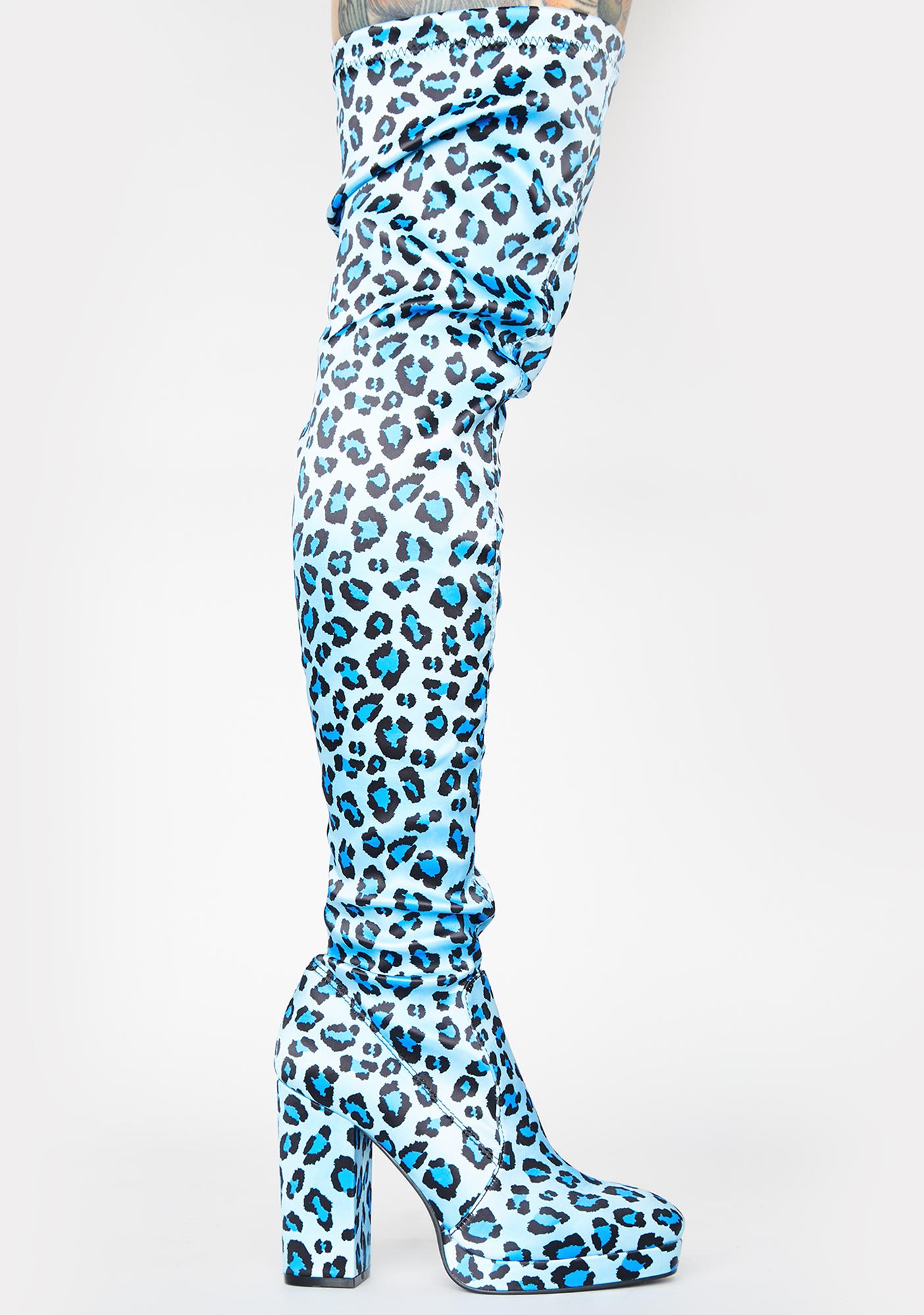 blue leopard print boots