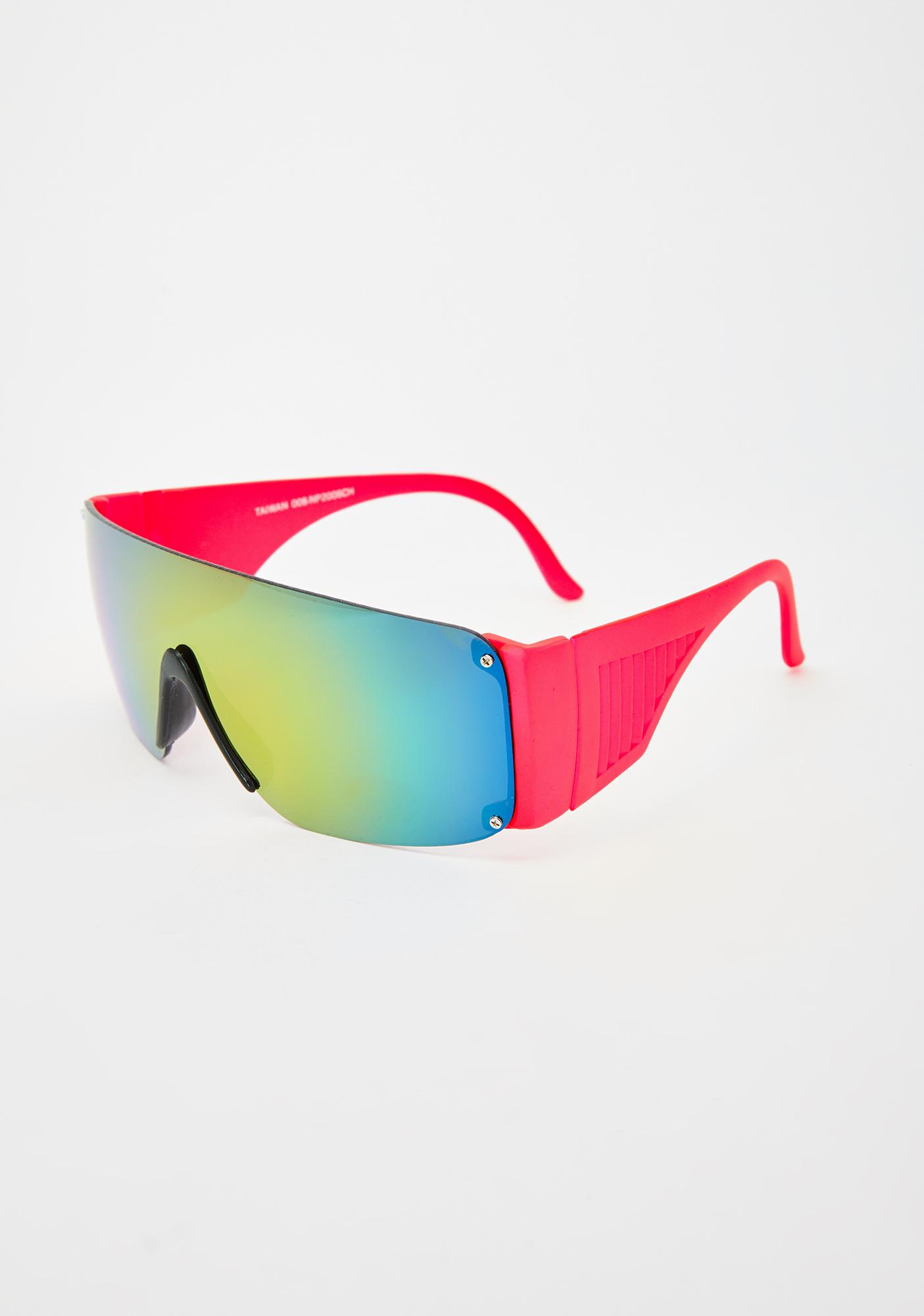Good Times Eyewear Red Neon Shield Sunglasses | Dolls Kill