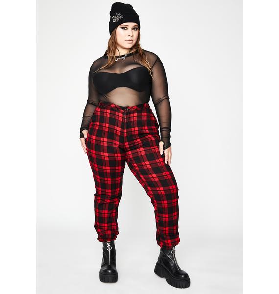 red plaid joggers womens