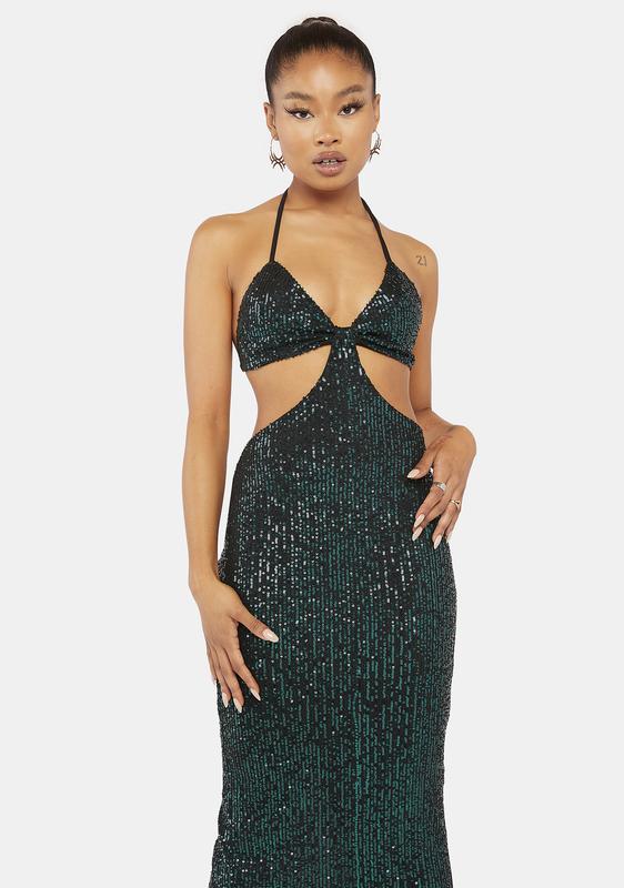 sequin green maxi dress