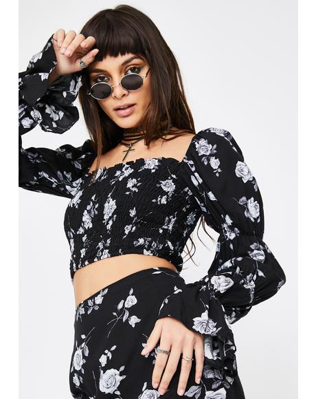 Black Rose Velina Crop Top