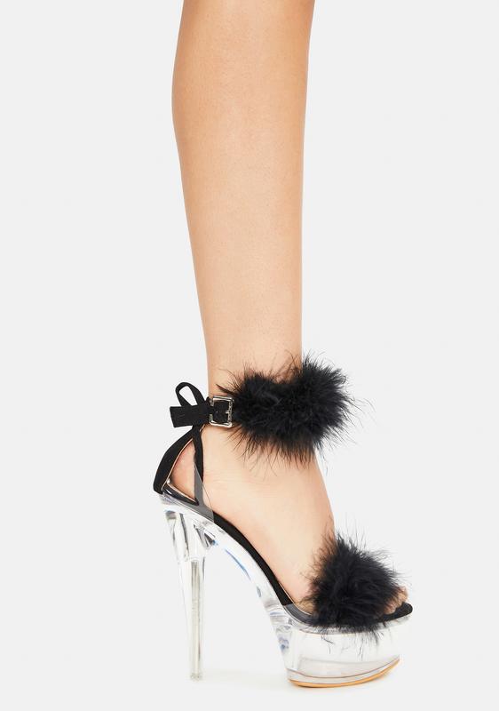 black marabou heels