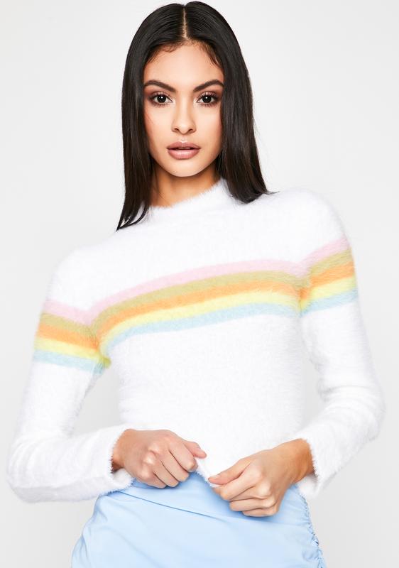 rainbow mock neck