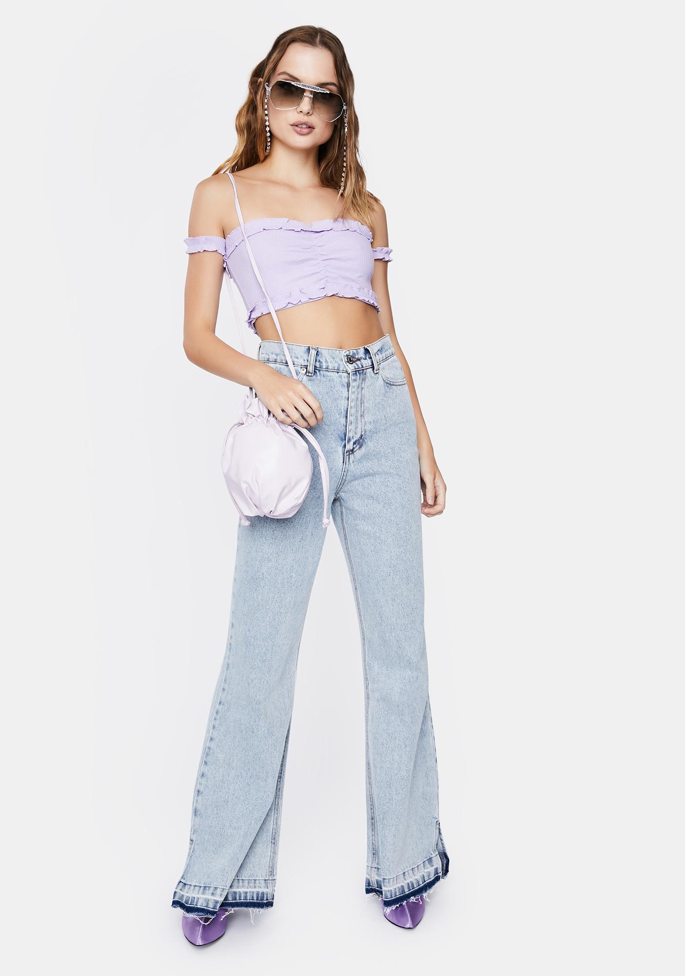 ZEMETA Lilac Off the Shoulder Top Dolls Kill