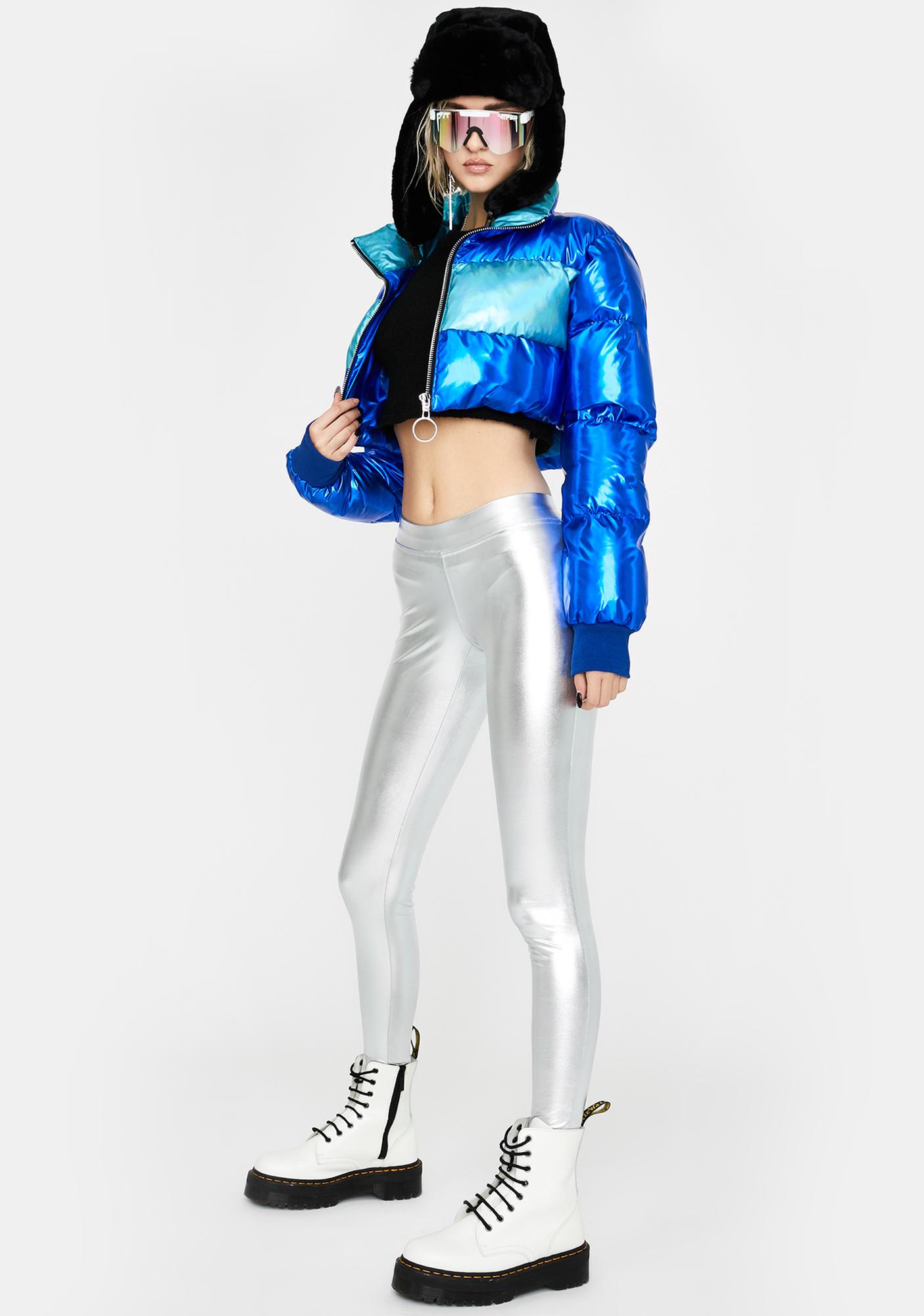 Tipsy Elves Silver Metallic Leggings | Dolls Kill