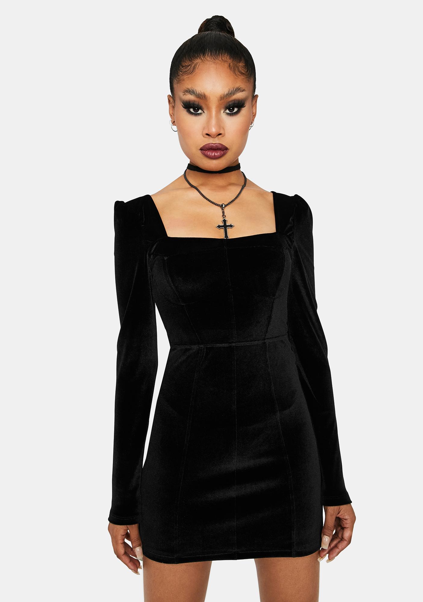 Buy > black mini dress long sleeve > in stock
