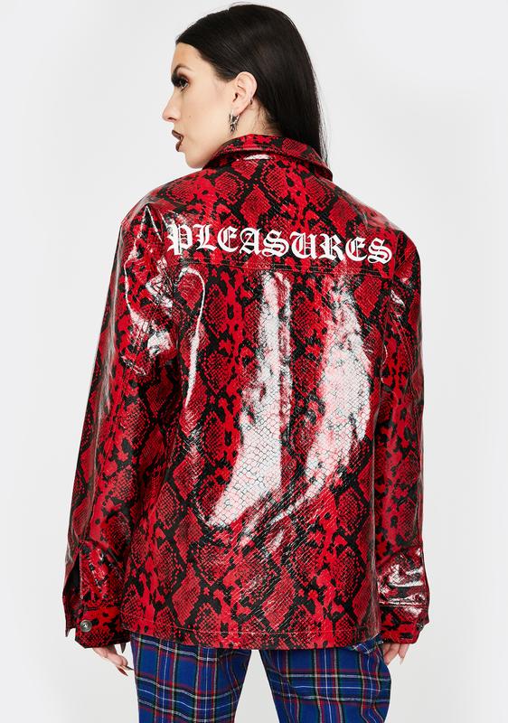 red snakeskin leather jacket