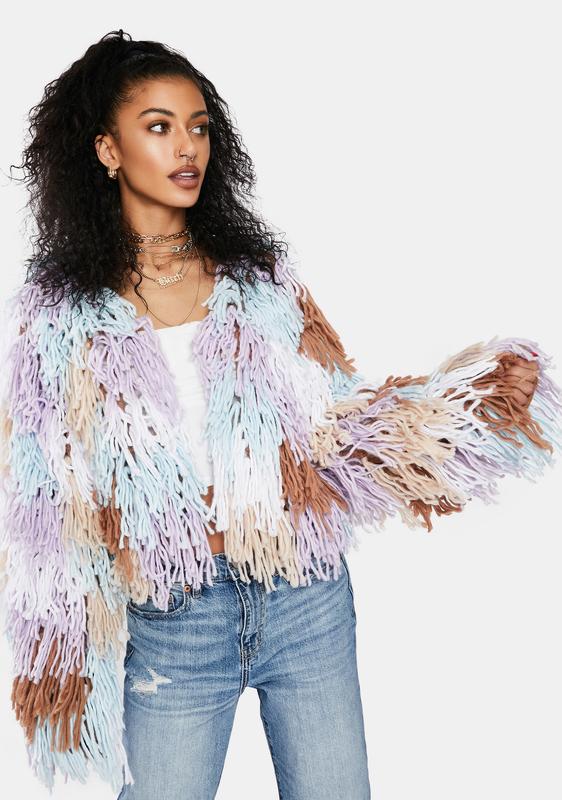 multi coloured shaggy jacket