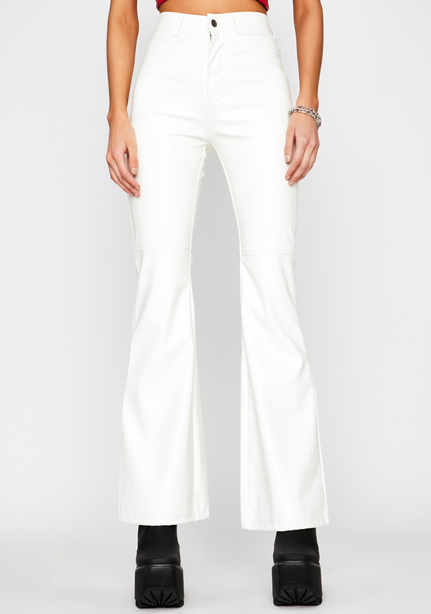 white pleather pants