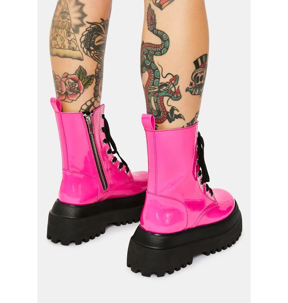 Delia's Patent Combat Boots Hot Pink Dolls Kill