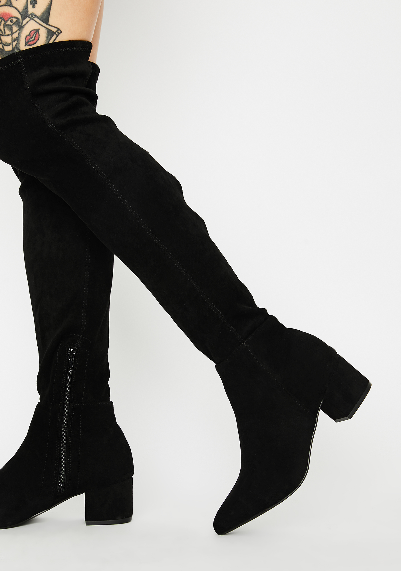 Black Knee High Boots Black | Dolls Kill