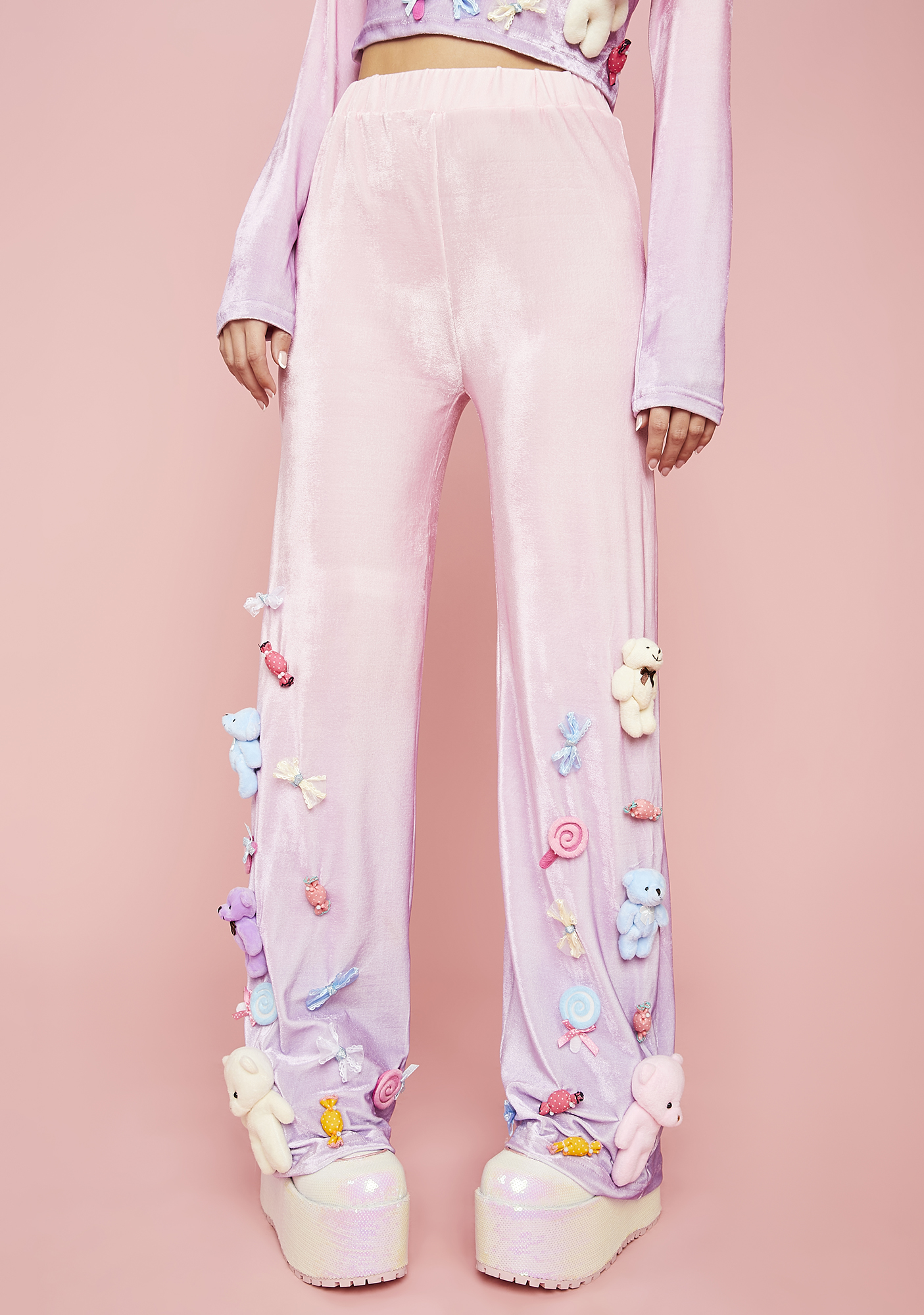 Sugar Thrillz Candy Stuffed Bear Velour Pants Dolls Kill