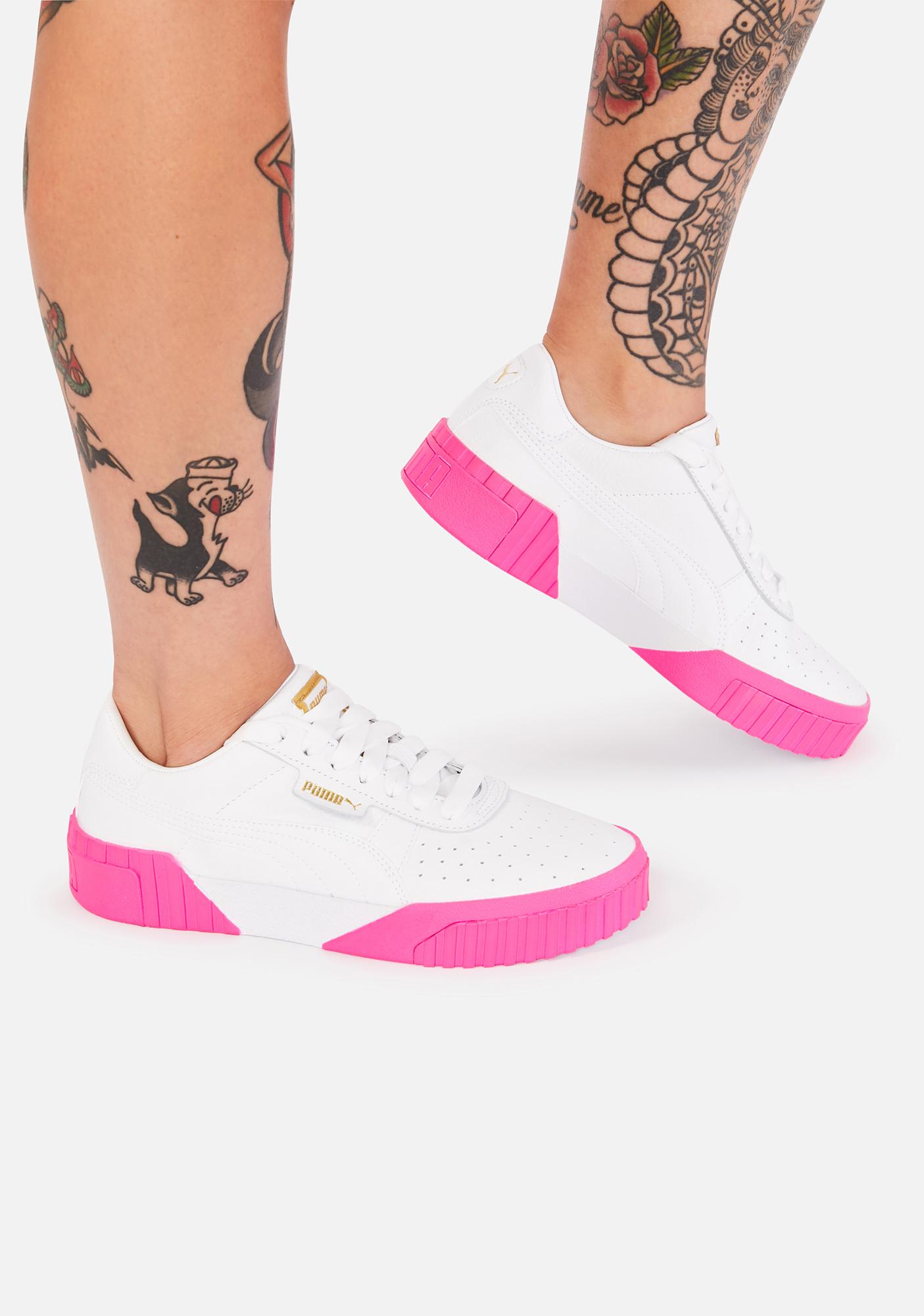 PUMA Pink Sole Cali Leather Sneakers 