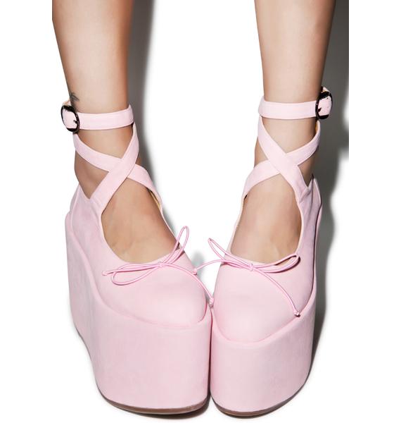 Pink Ballet Satin Platforms Dolls Kill