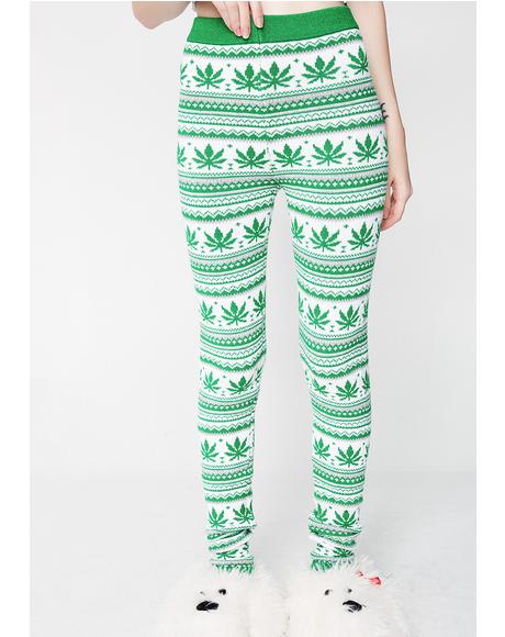 Christmas Weed Leaf Leggings