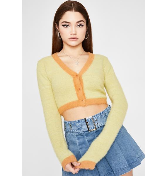 pastel green cropped cardigan