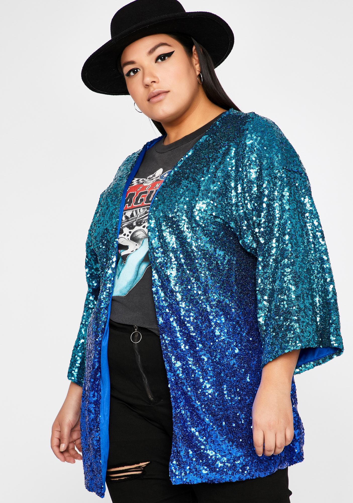 Plus Blue Sequin Kimono Dolls Kill