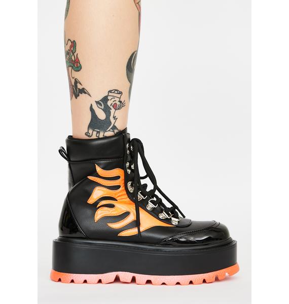 Koi Footwear Helios Flame Combat Boots Dolls Kill