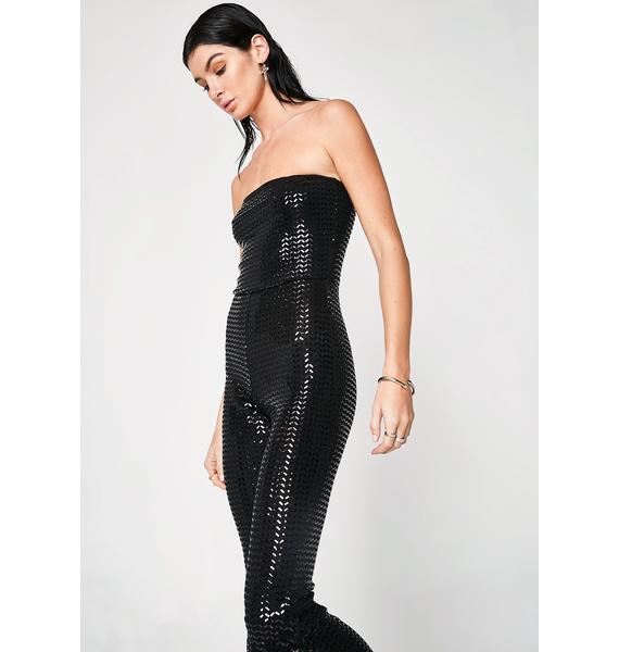 sequin bell bottom jumpsuit