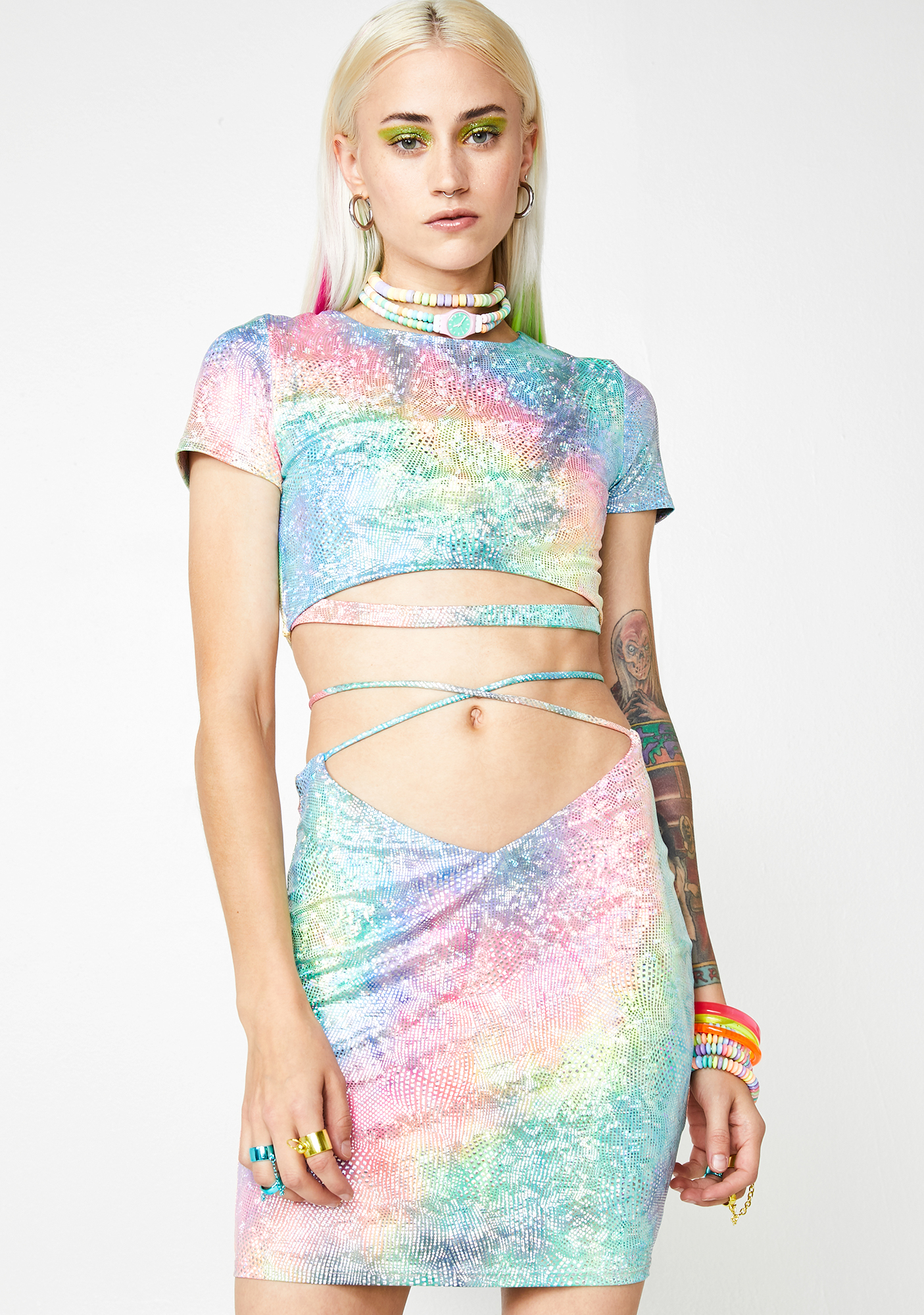 Rainbow Set Cut Out Skirt Snake | Dolls Kill