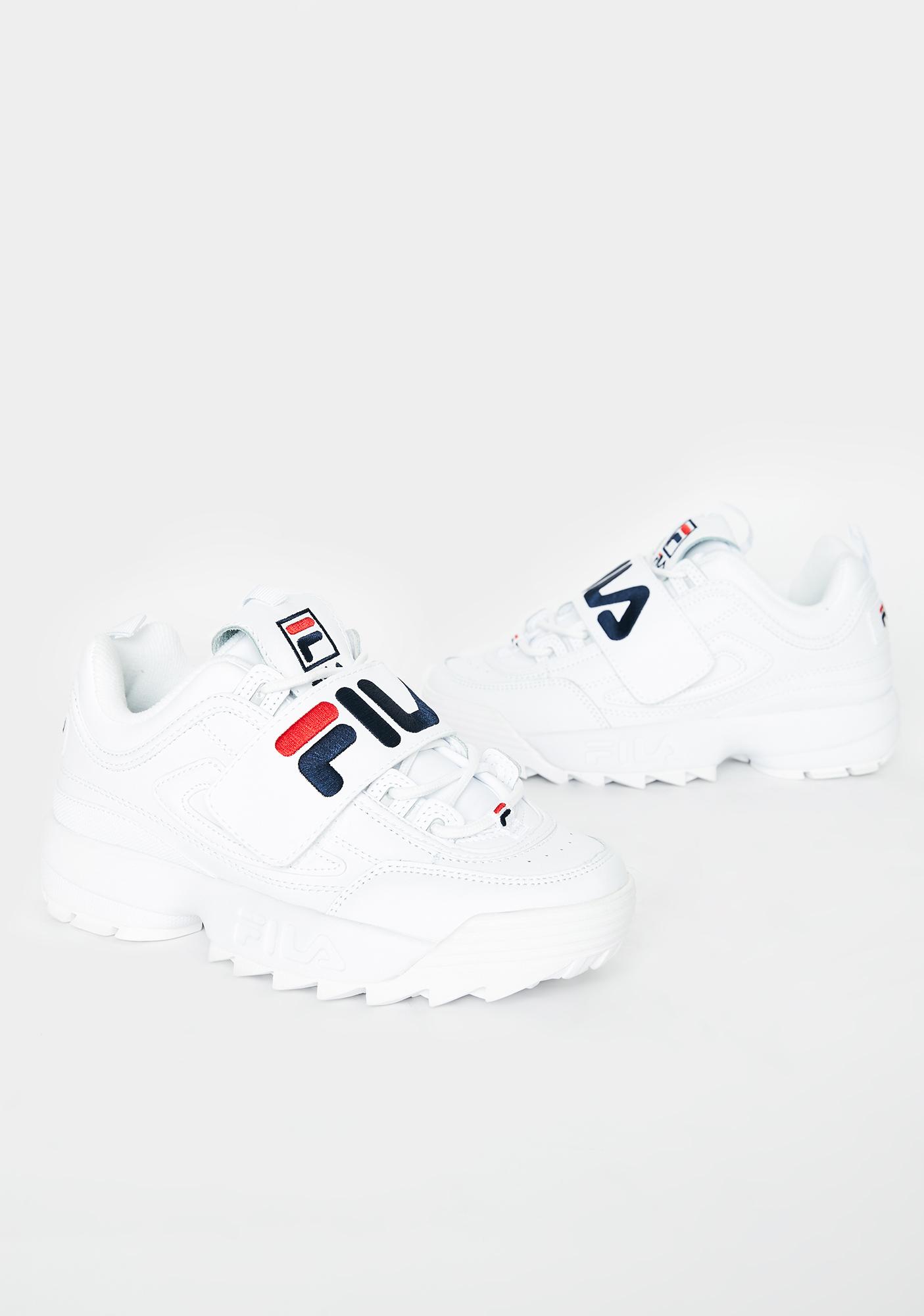 Fila White Disruptor II Applique Sneakers | Dolls Kill