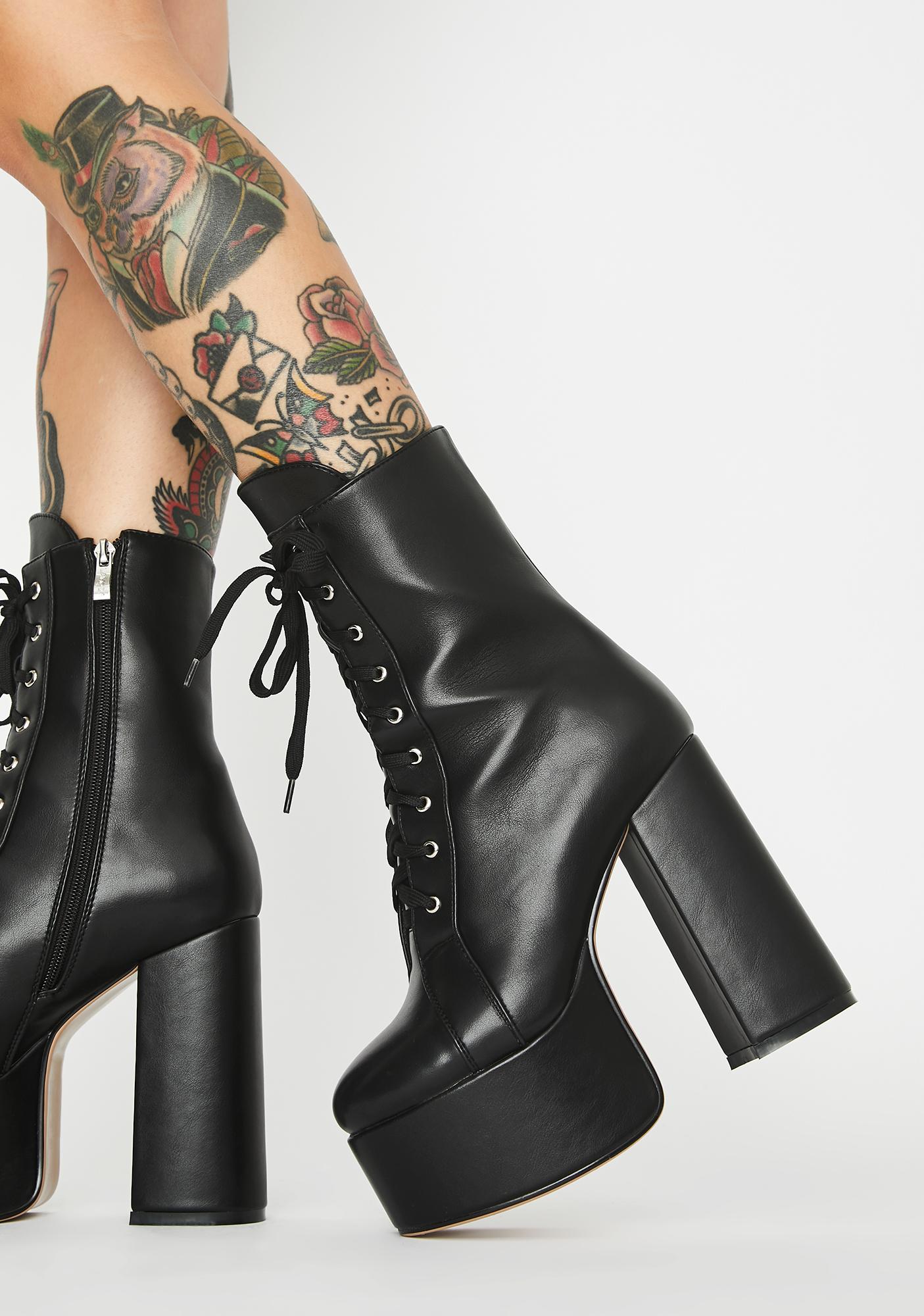 black booties platform heels