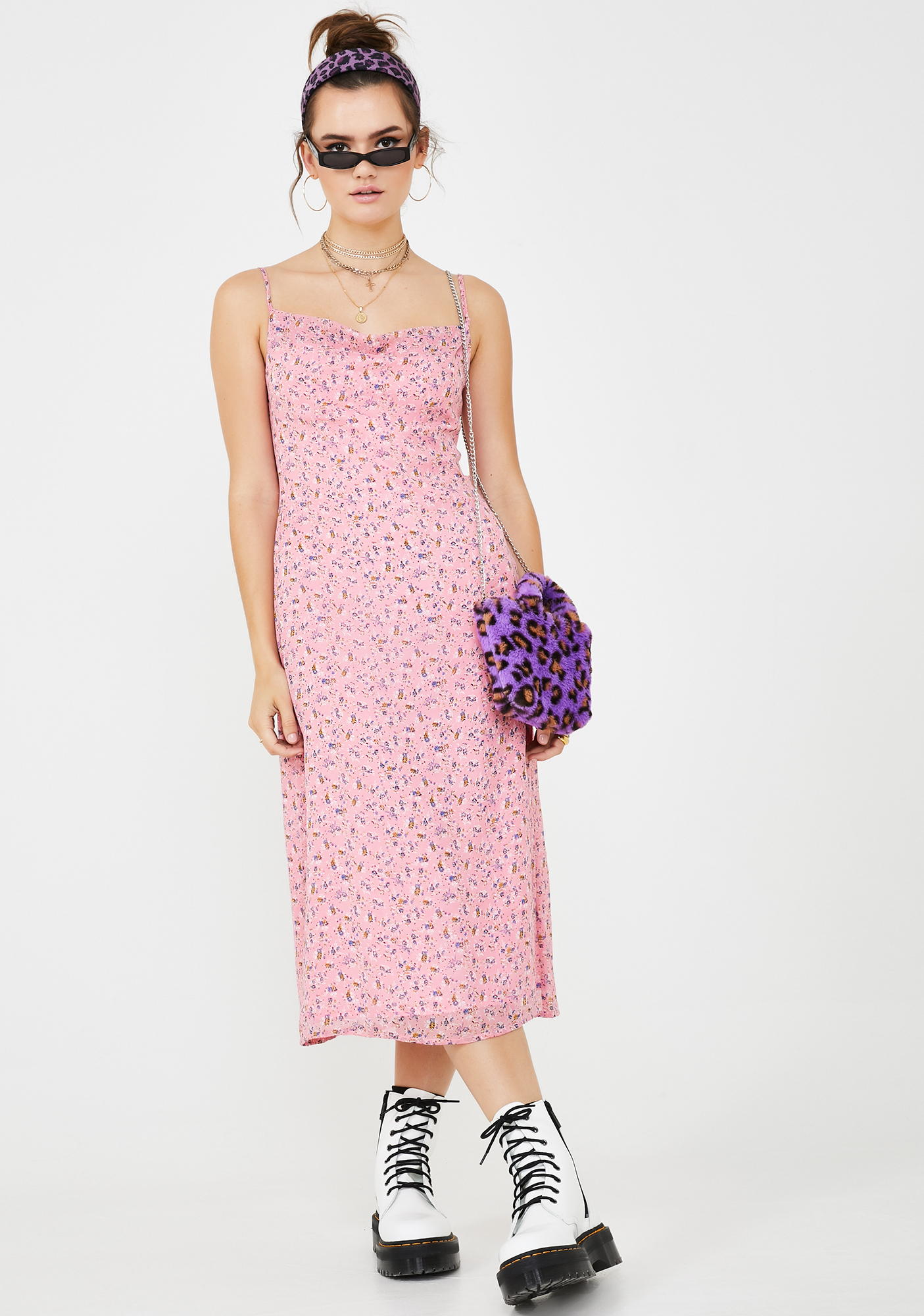 Pink Multi Floral Midi Slip Dress ...