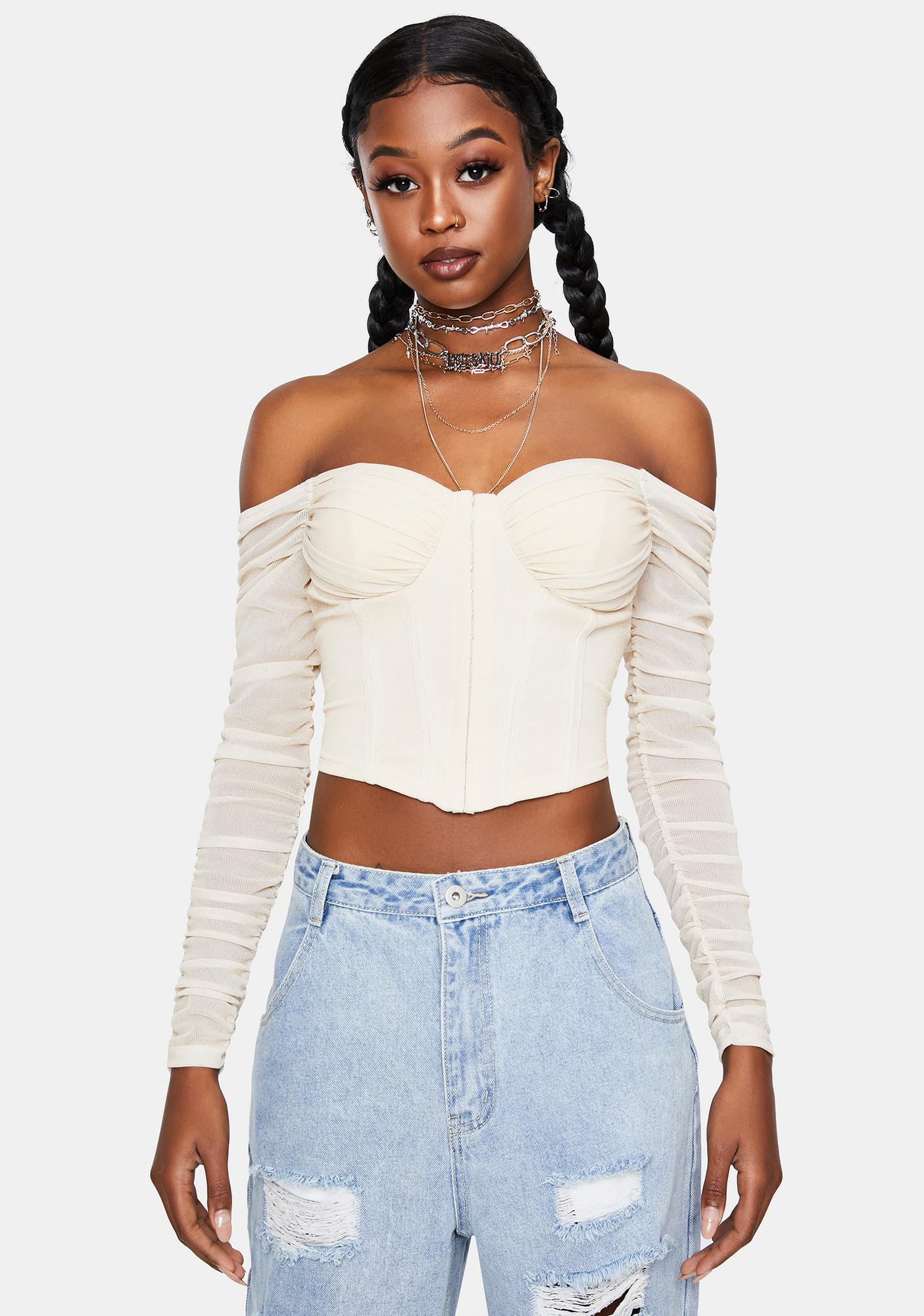 cream bustier top