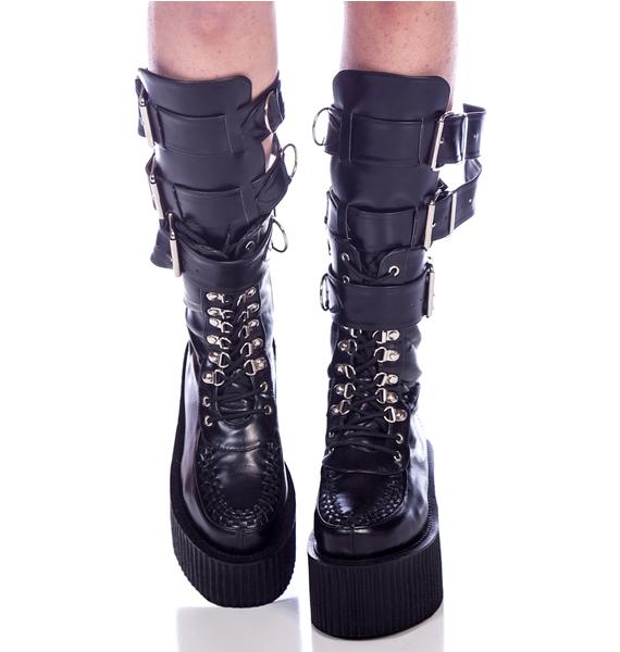 Demonia 3Buckle Calf Creeper Boots Dolls Kill