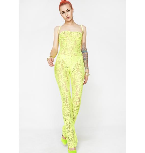 lace jumpsuit neon