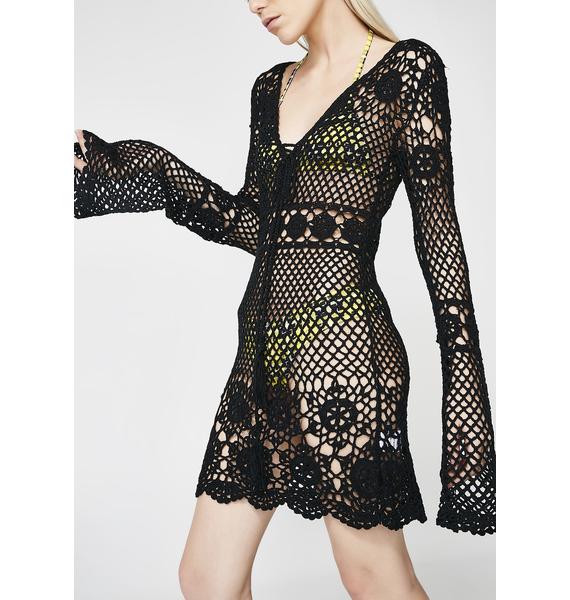 Black Crochet Mini Dress Dolls Kill