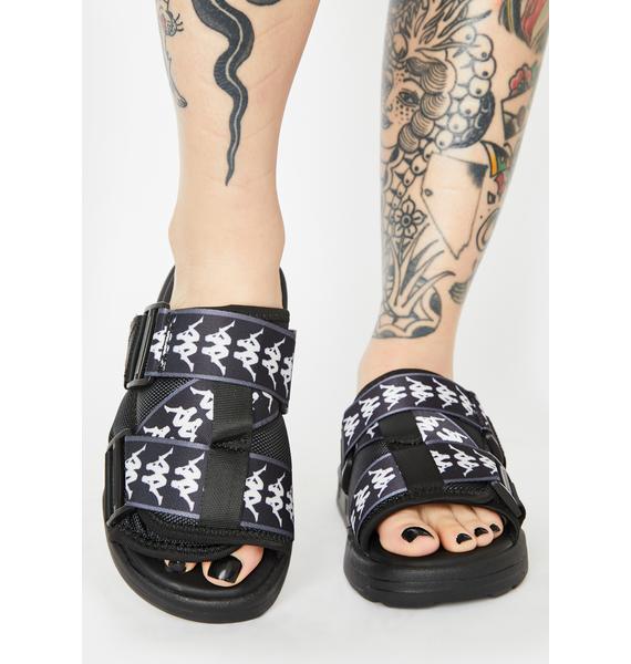Kappa Black N White 222 Banda Mitel 1 Slides | Dolls Kill