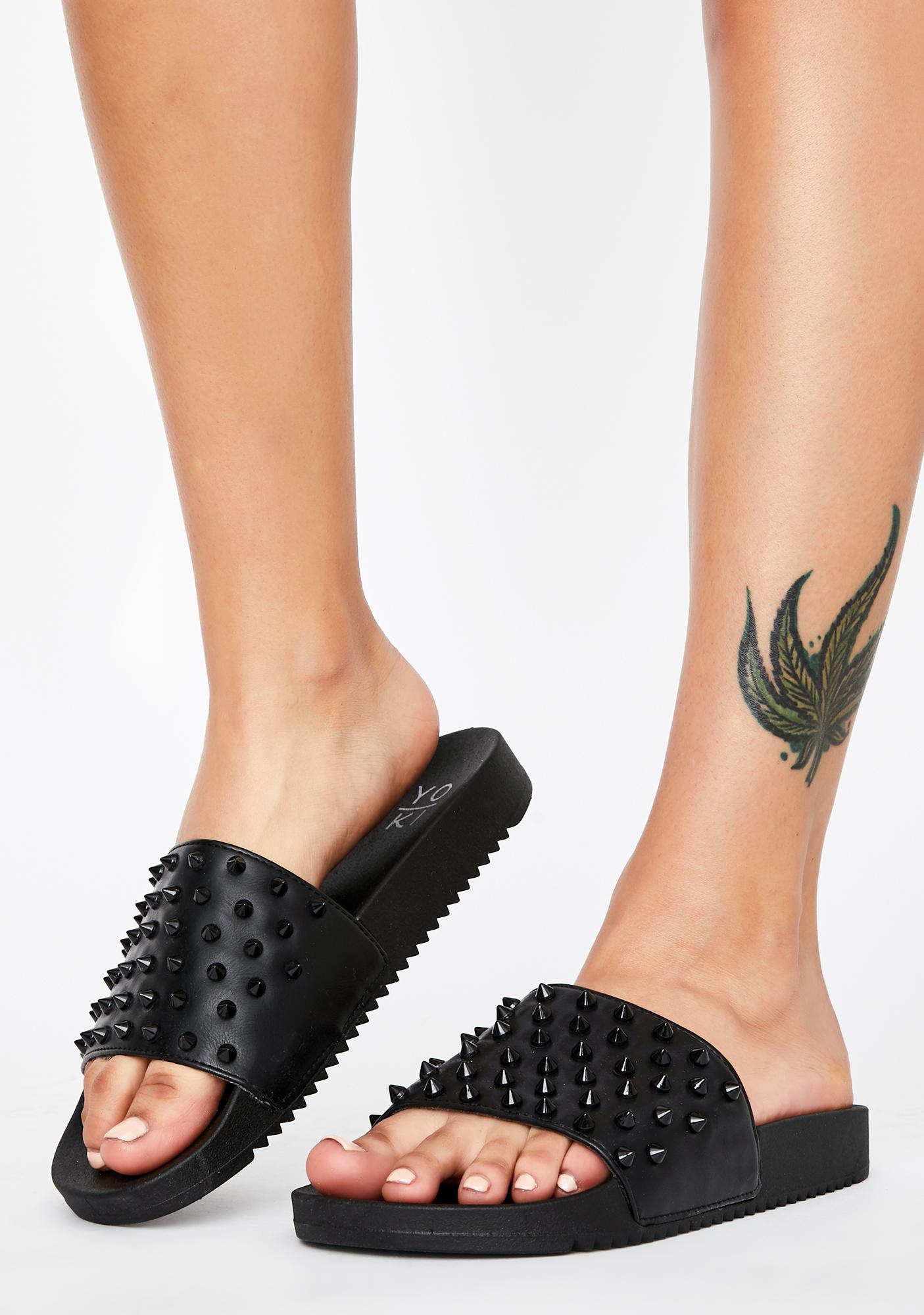 black spike sandals