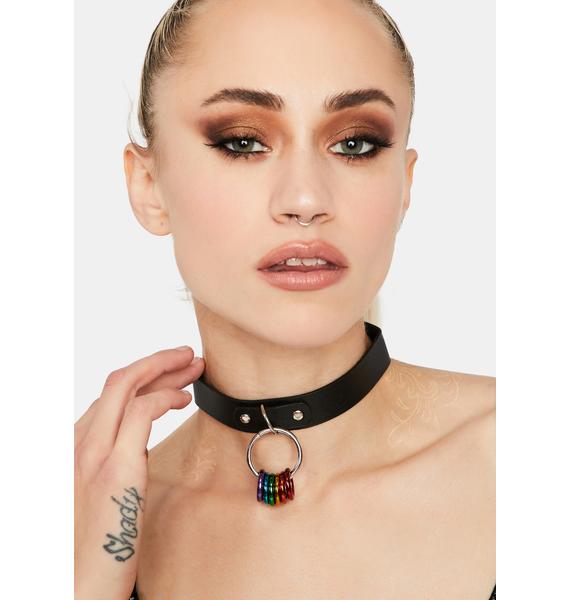 ORing Choker With Rainbow Hoops Black Dolls Kill