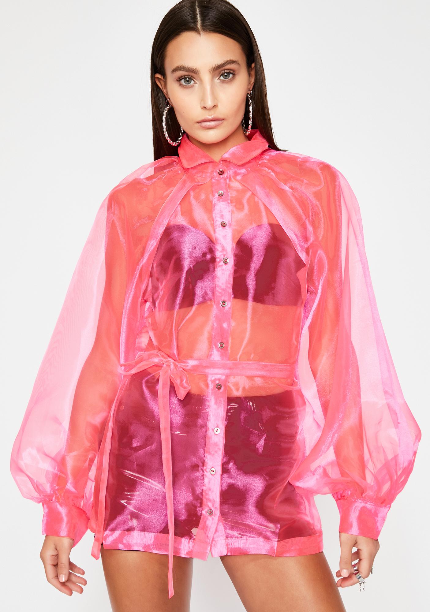 pink organza blouse