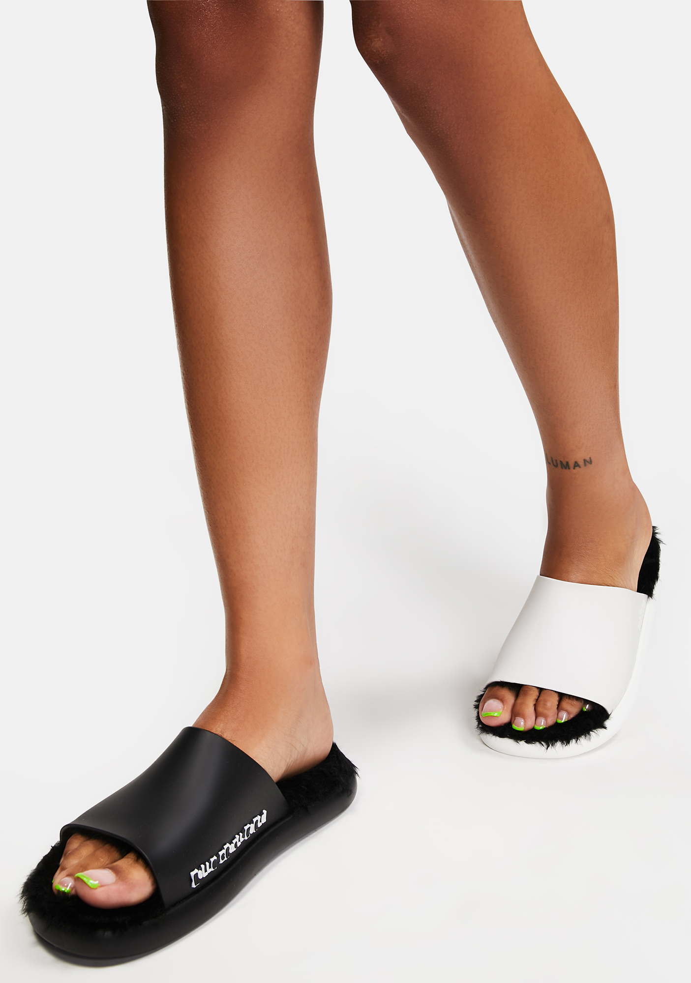 fluffy slide sandals