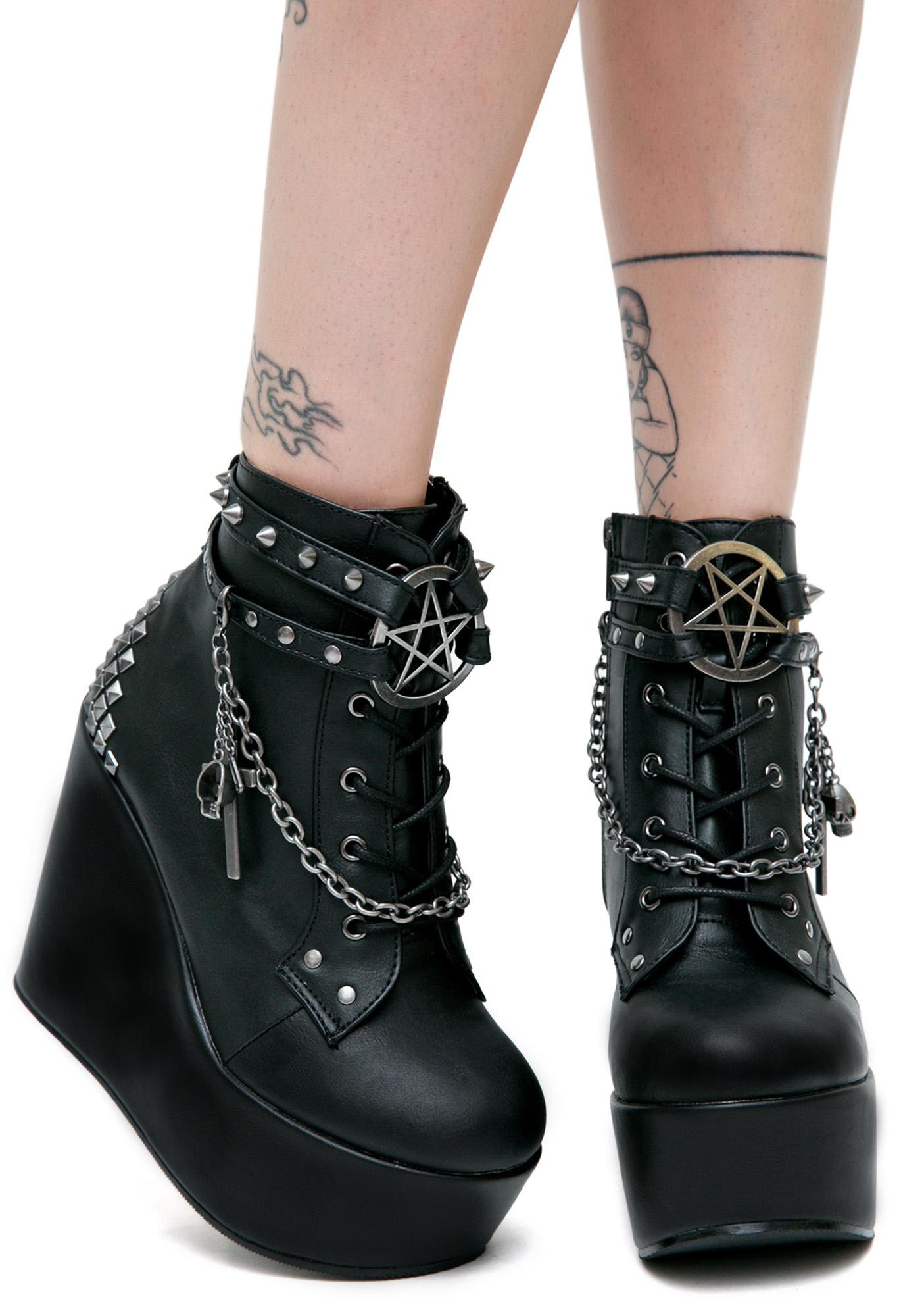 Demonia The Craft Studded Wedge Boot 