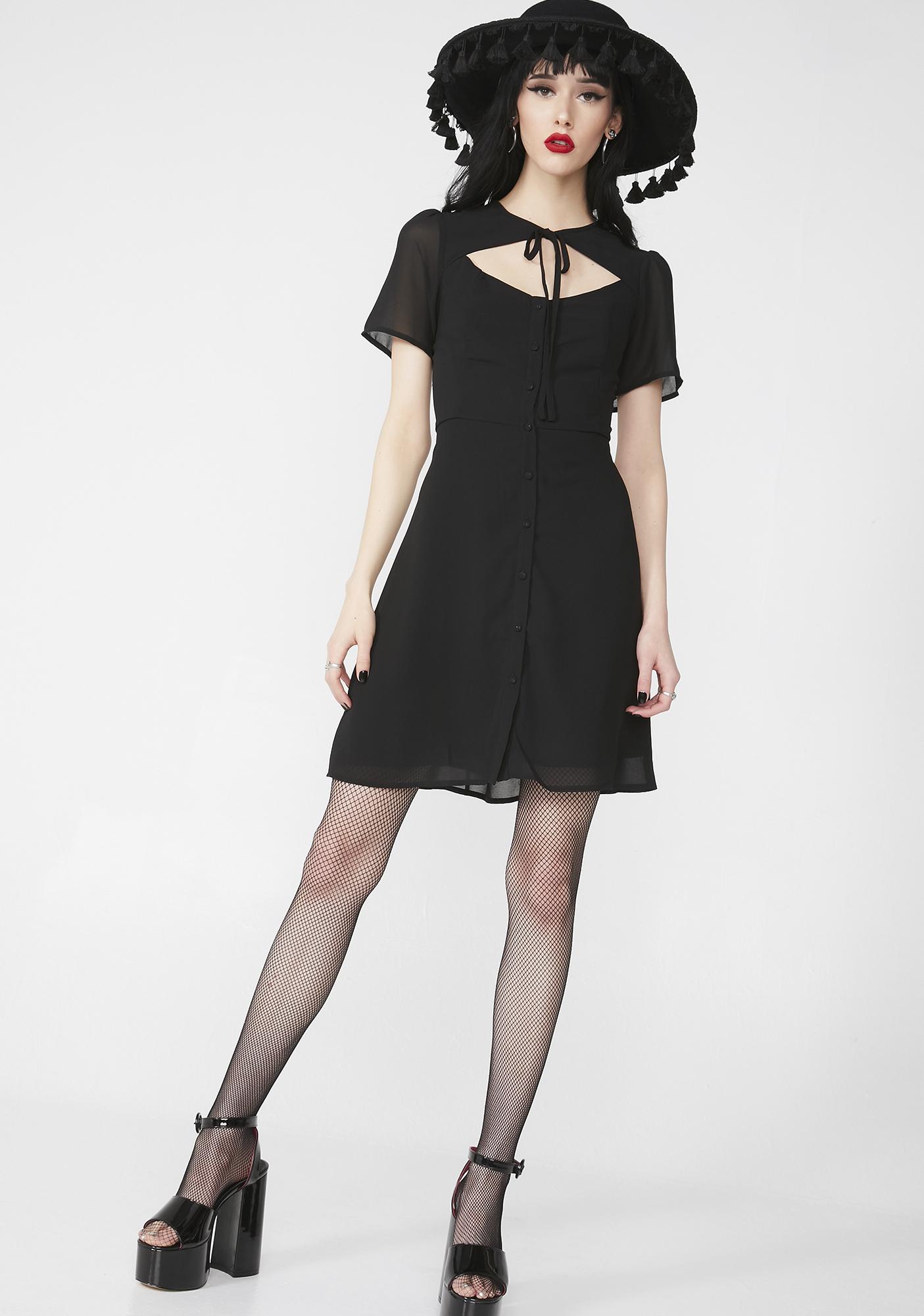 Black Short Sleeve Flowy Mini Dress | Dolls Kill
