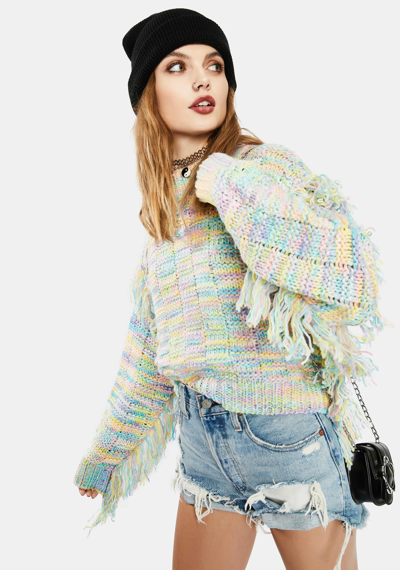 long fringe sweater