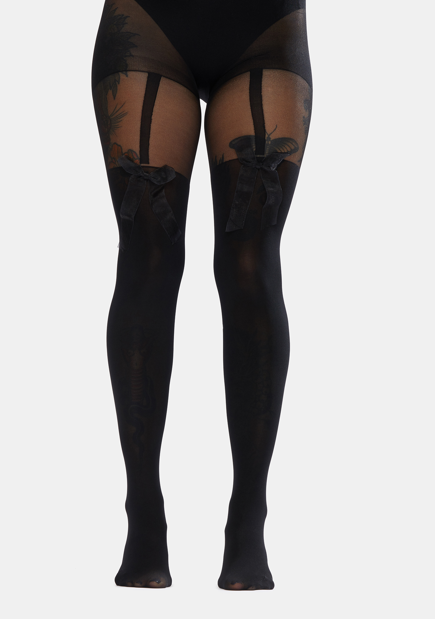 Bow Sheer Tights Black Dolls Kill 2848