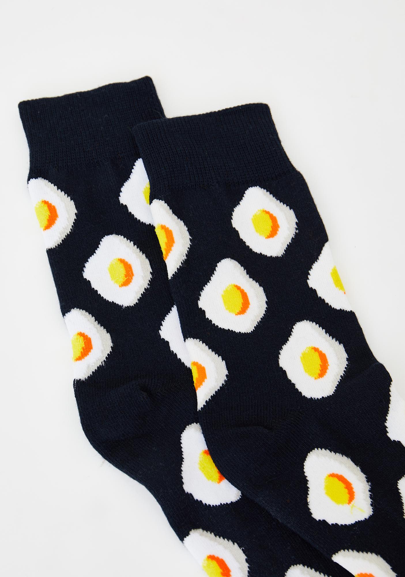 Egg Print Socks Black | Dolls Kill