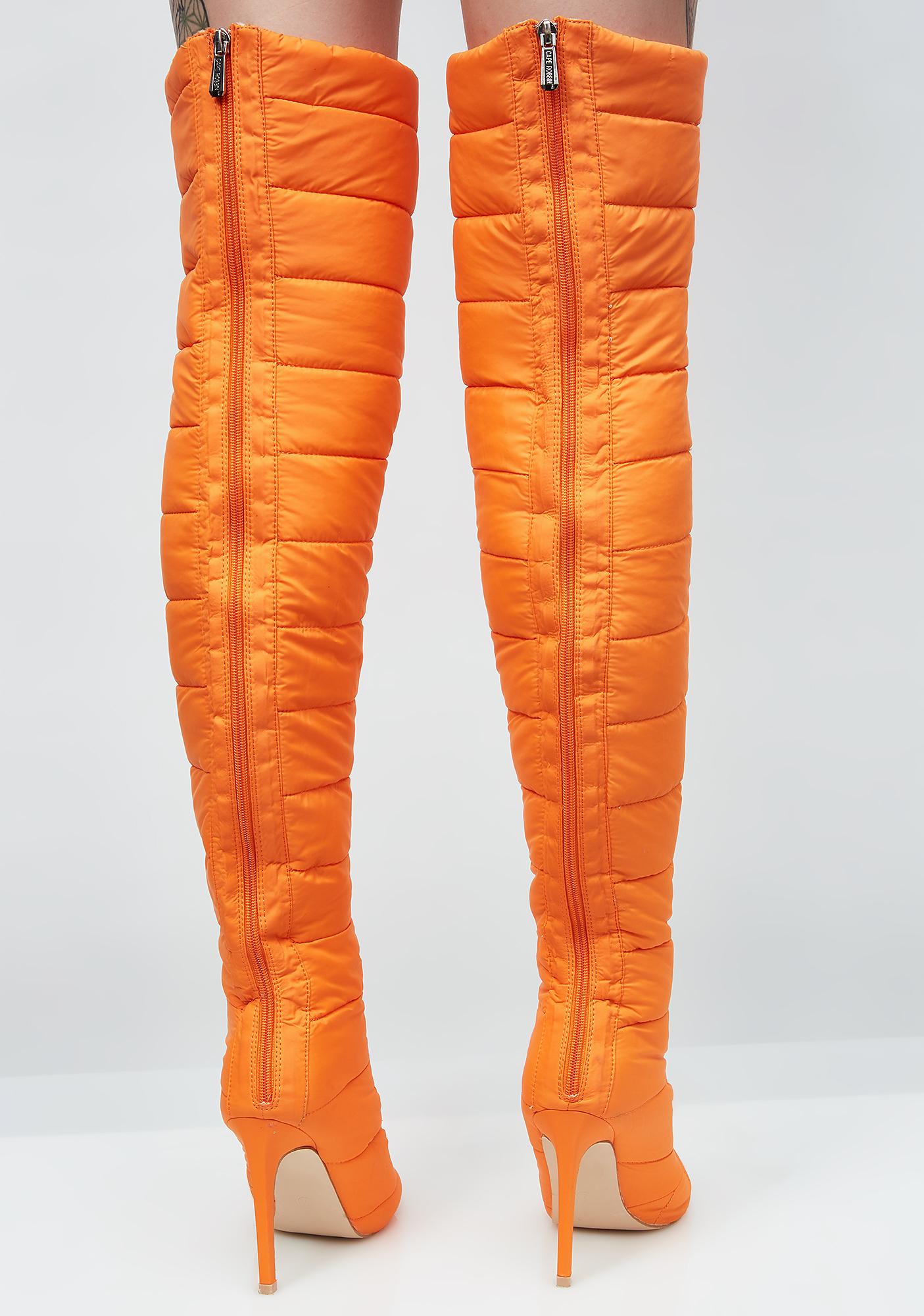 burnt orange thigh high boots