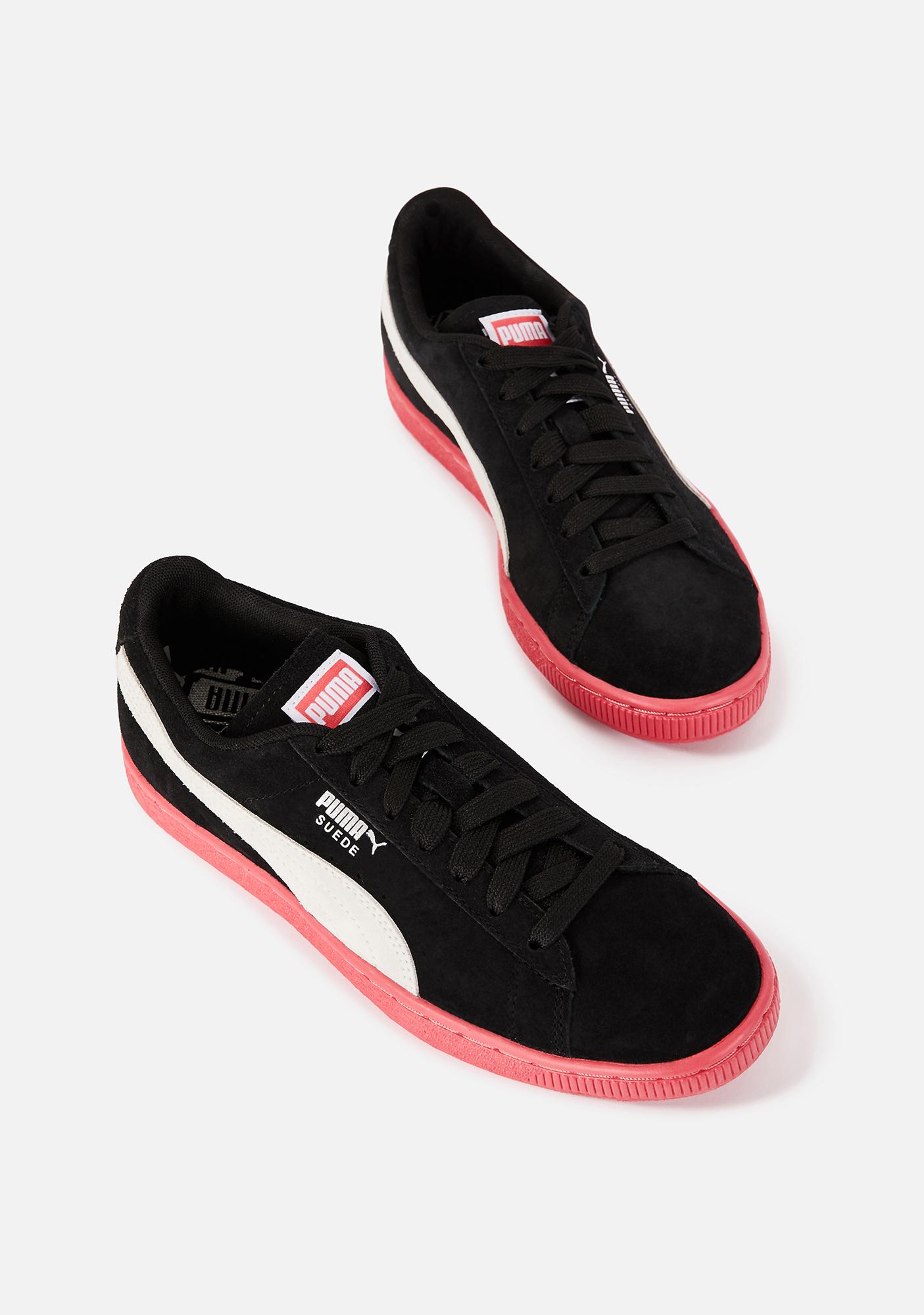 PUMA Pink Sole Suede Classic Sneakers 
