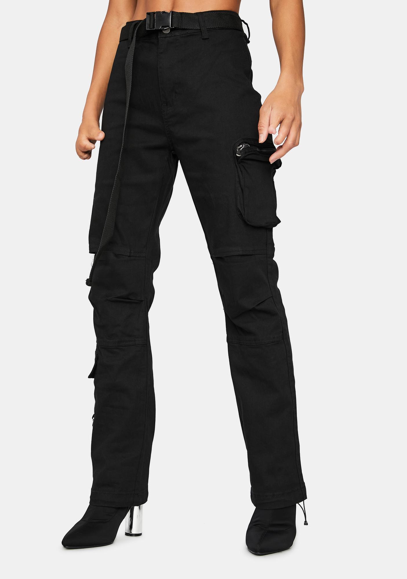 High Waisted Utility Cargo Pants Black Dolls Kill