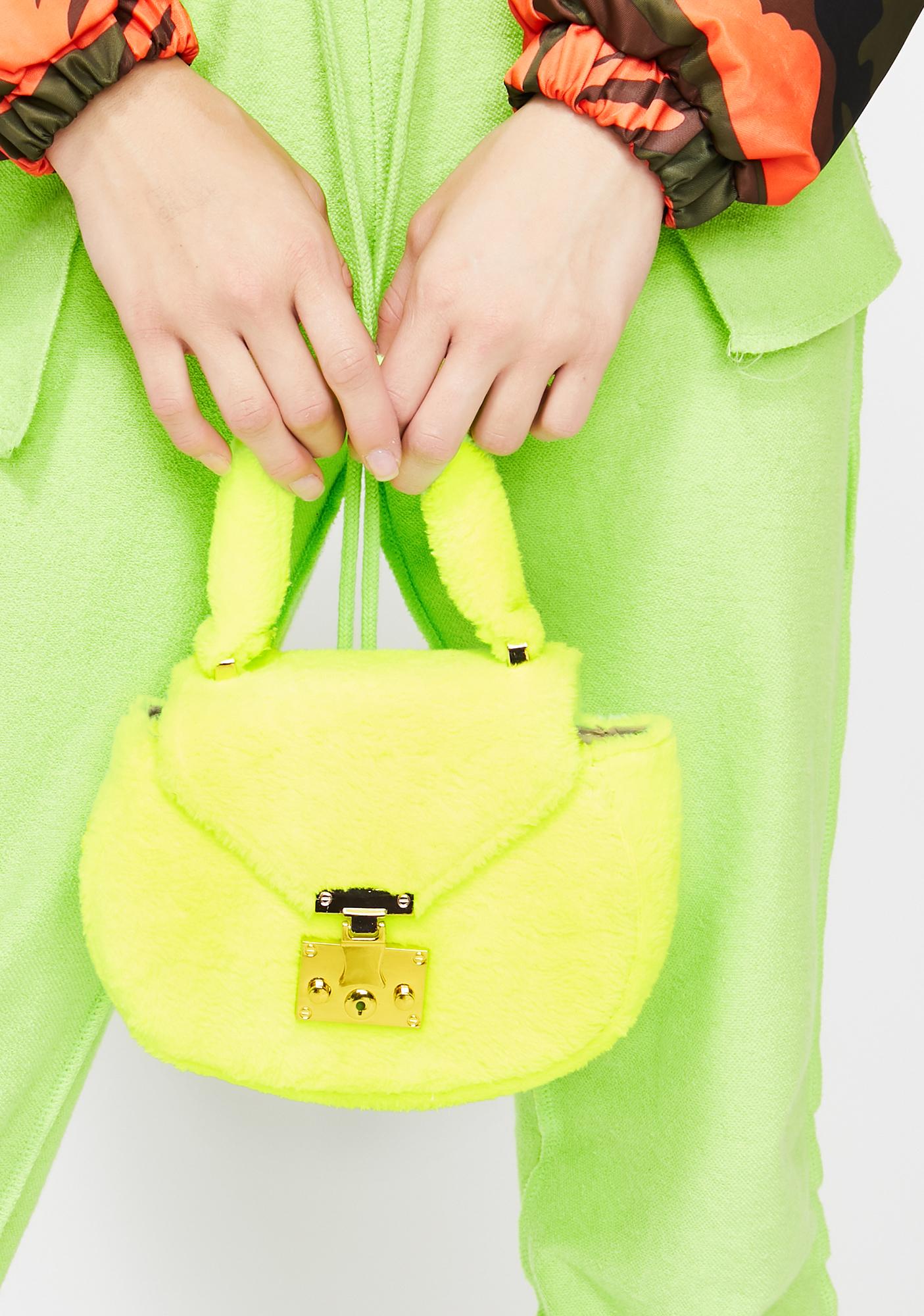 Yellow Furry Mini Crossbody Handbag | Dolls Kill
