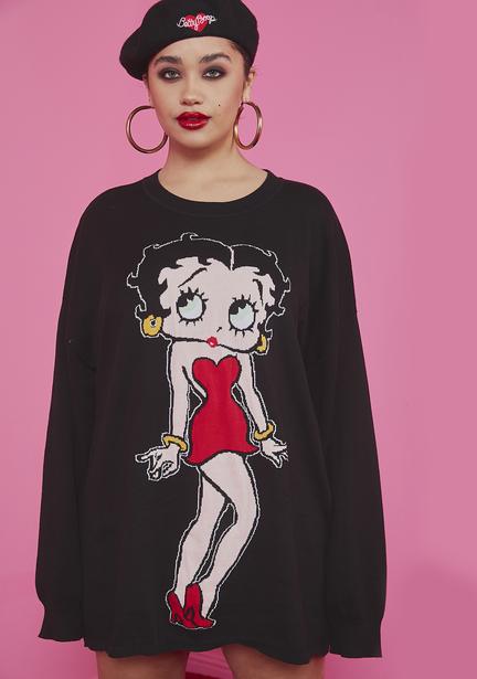 Dolls Kill X Betty Boop Plus Size Oversized Graphic Tee - Black 