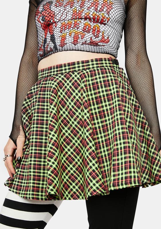 high waisted plaid skater skirt