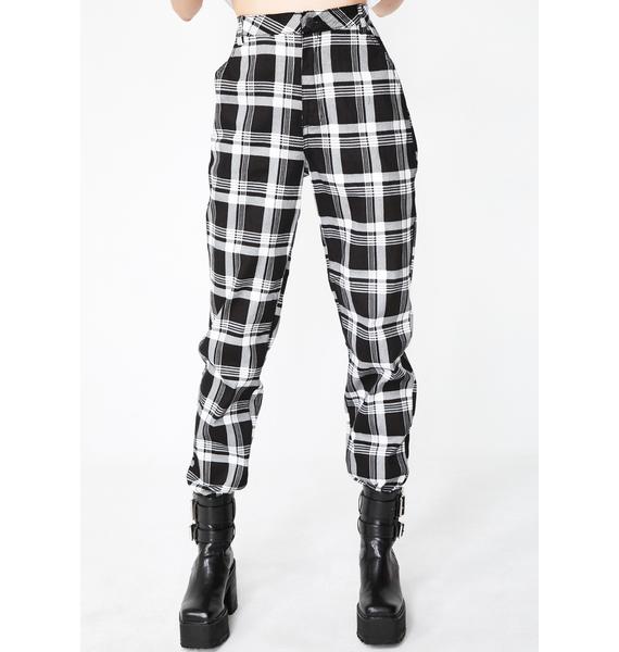 black and white plaid joggers