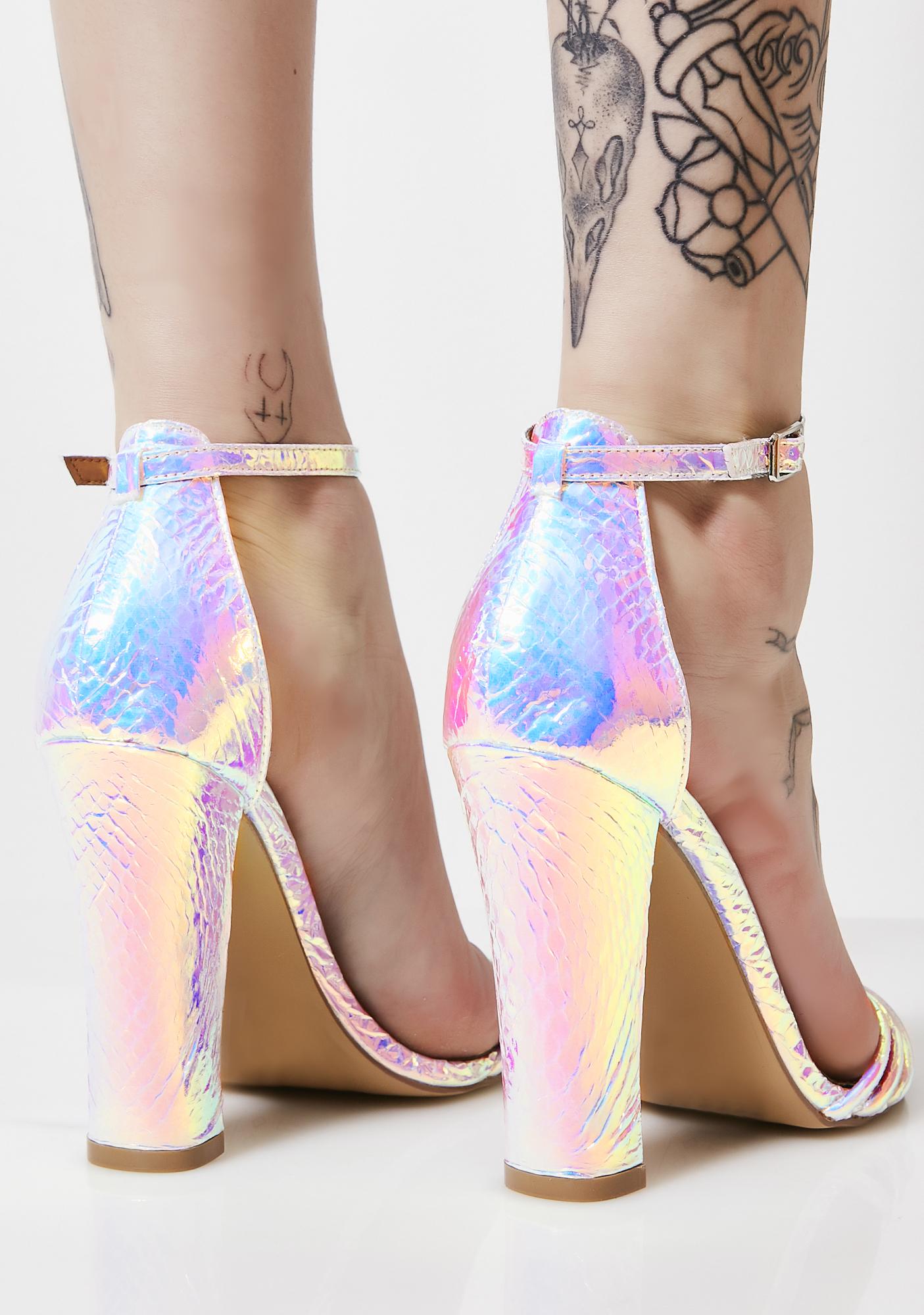 iridescent pink heels