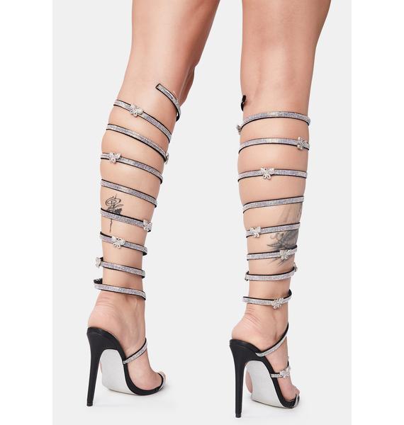Rhinestone Butterfly Wrap Heels Black Dolls Kill
